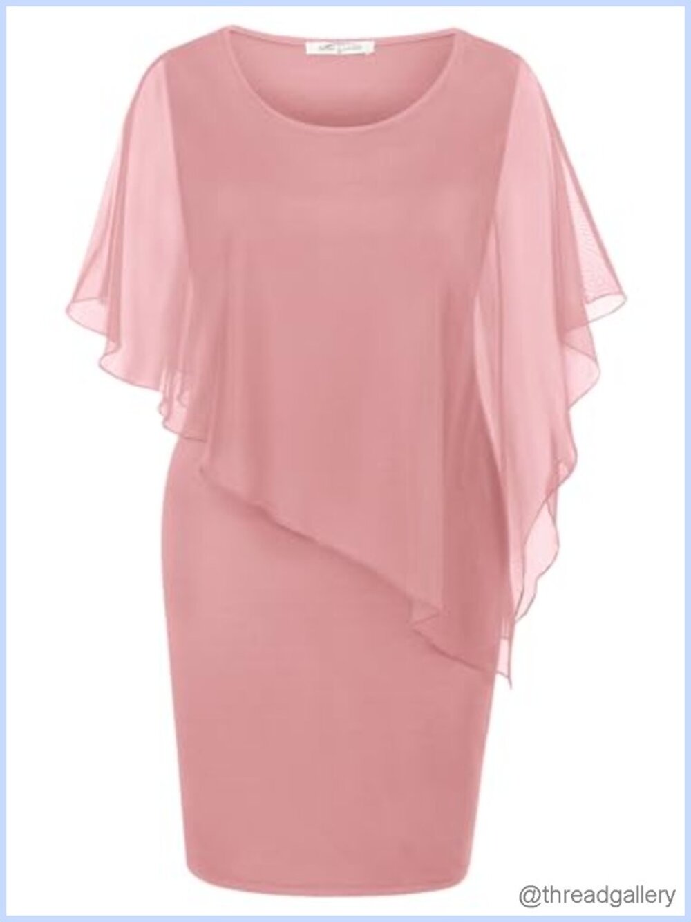 Mesh Cape Overlay Bodycon Pencil Dress Knee Length Wedding Guest